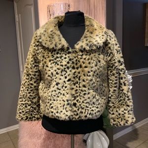 Leopard Cropped Faux Fur Jacket
